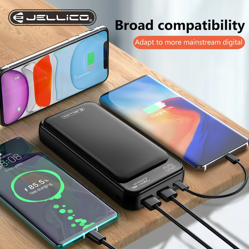 Jellico Power Bank 20000 мАч Портативная зарядка повербанк мобильный телефон Внешняя