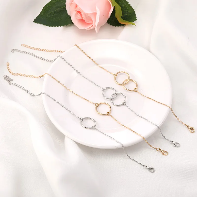 Simple Design Hollow Circle Round Bracelet Geometric Charm Link Chain Gold Silver Color Friendship Bracelets Trendy Jewelry Gift | Украшения