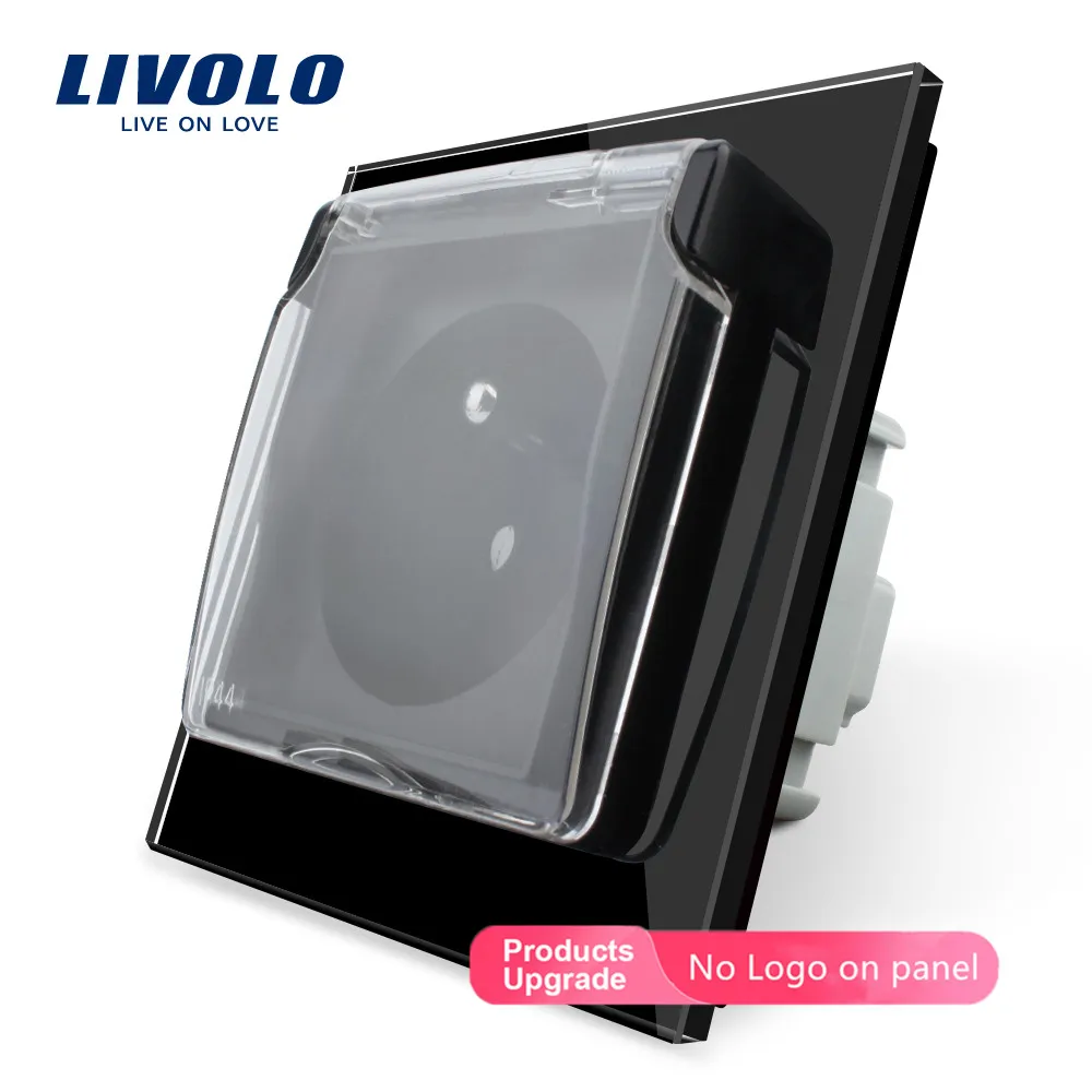 Livolo новая настенная розетка, французская стандартная розетка, C7C1FRWF, 4 цвета стеклянная панель, 100~ 250 В 16A, с водонепроницаемой крышкой, без логотипа