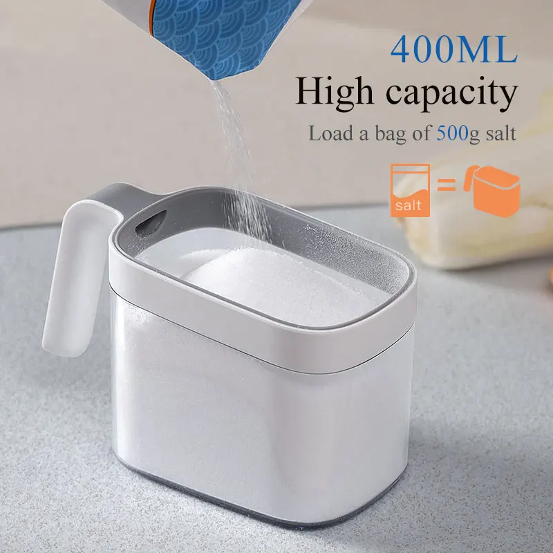 

Wall Mount Spice Rack Organizer Sugar Bowl Salt Shaker Seasoning Container Spice Boxes With Spoons Kitchen Supplies Storage Set