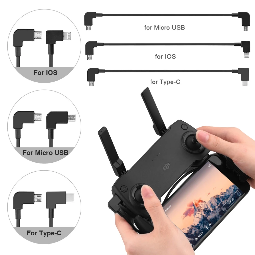 Кабель OTG для DJI Mavic Pro Mini 2 Air Zoom Spark Micro USB IOS Type C кабель передачи данных Hubsan H117s Zino