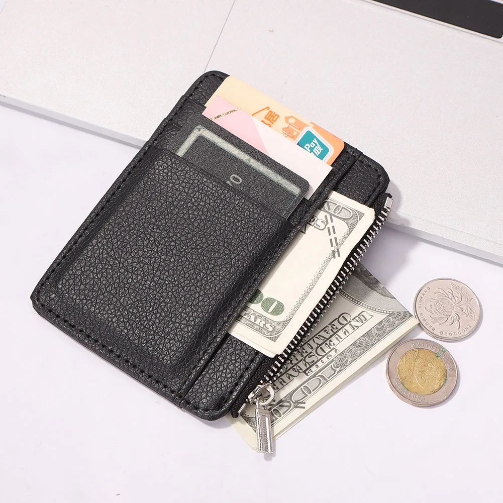 

Винтажный Женский кошелек из искусственной кожи, дизайнерский мини-кошелек на молнии с узором Личи, однотонный держатель для карт, аксессуа...