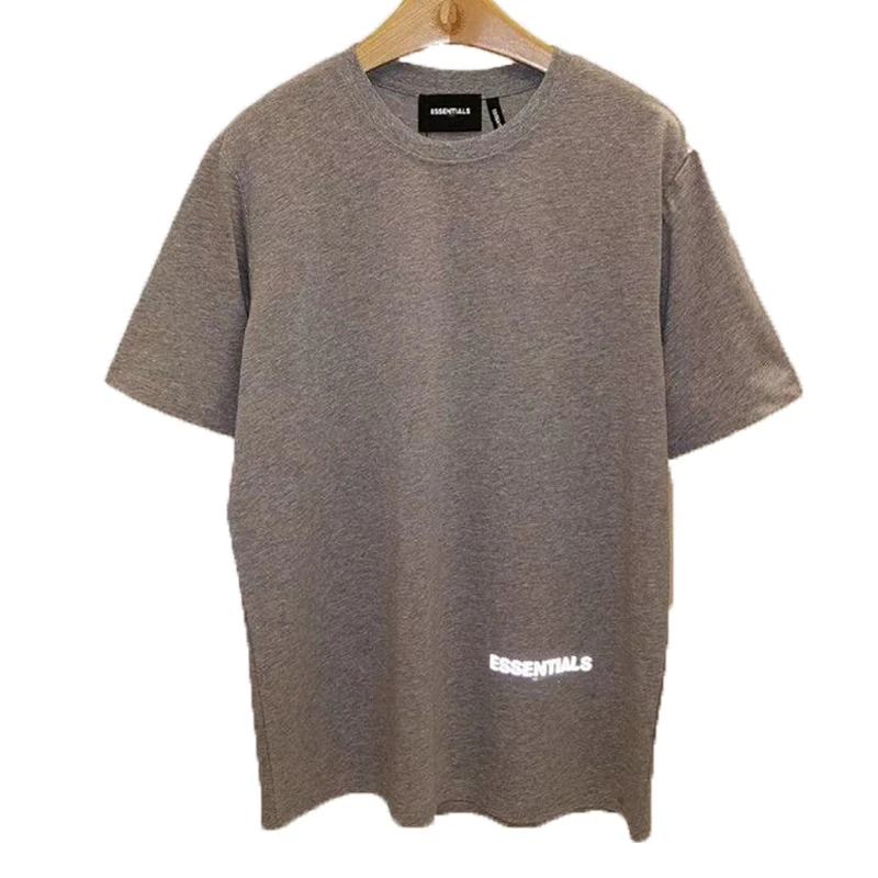 

New ESSENTIALS Men Short Sleeve T-shirt 3M Reflective Letter Pure Cotton Loose Woman Tees Streetwear Casual Top Best Seller 2021