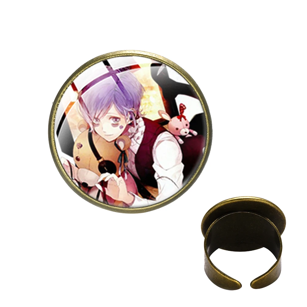 Кольцо на тему аниме Devil IK для влюбленных со стеклянным куполом и мультяшным фото