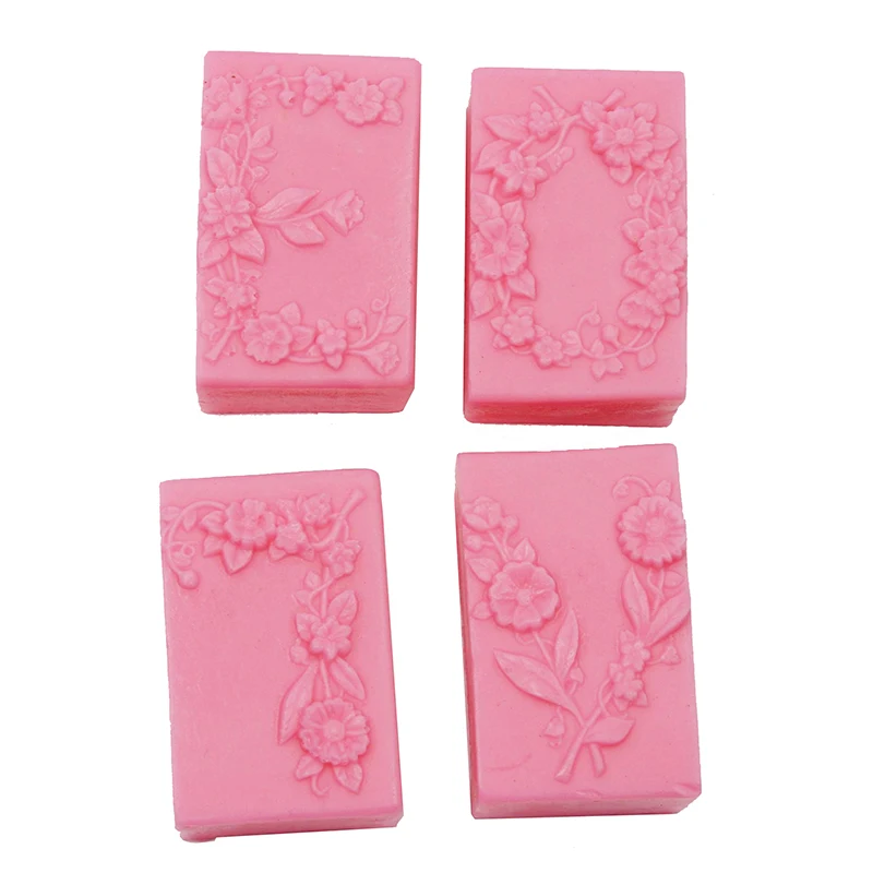 Цветочная прямоугольная силиконовая форма для мыла ручной работы мороженое-желе