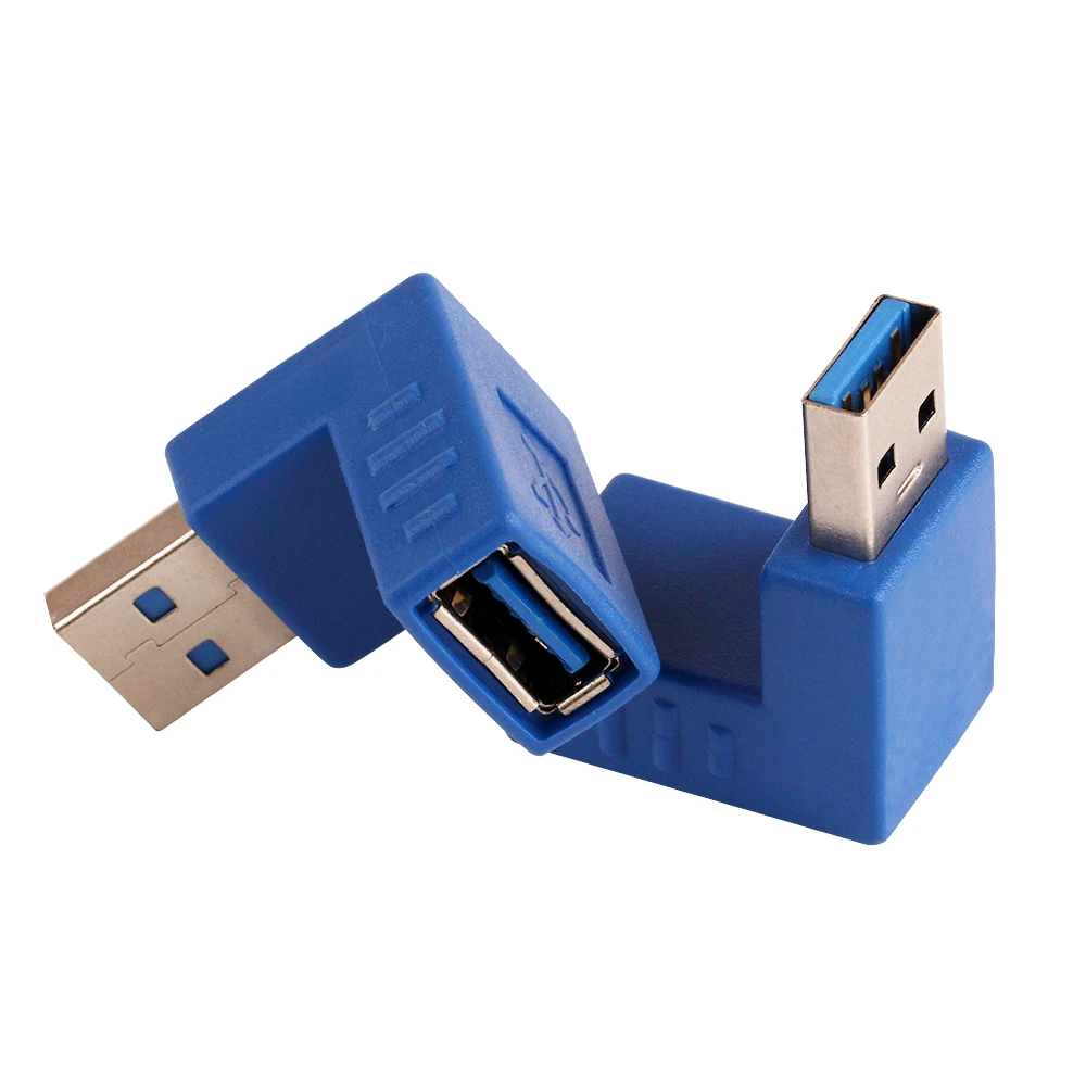 

ZJT07 Universal USB 3.0 Type A Male to Female Plug 90 Degree Left Angle Connector Adapter Coupler High quality Blue 100pcs/lot