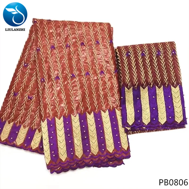 PB0806 LIULANZHI желтый Базен riche getzner хлопок ткань tissu riche ткань жаккардовая парча ткань с бисером 7 ярдов/партия PB08 - Цвет: PB0806