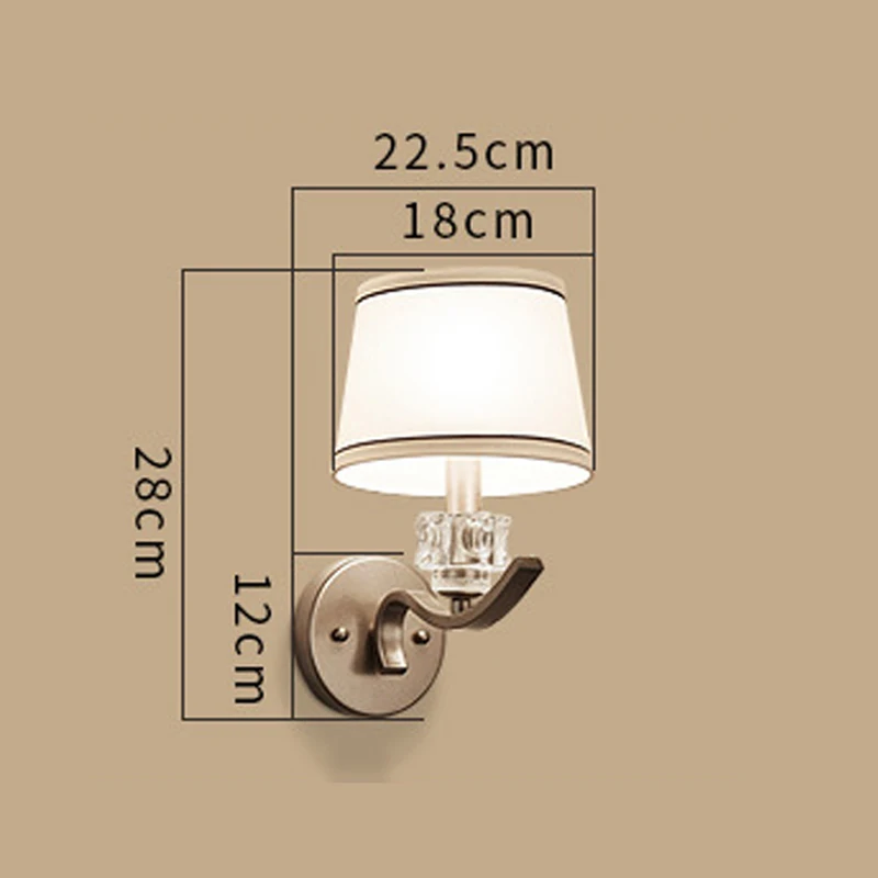 

Europe Bedside Wall Sconce Study Sitting Room Sofa Reading Lamp Fabric Shade Hotel Bedroom Corridor Light