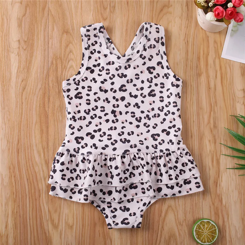 Цельный купальный костюм без рукавов с леопардовым принтом для маленьких