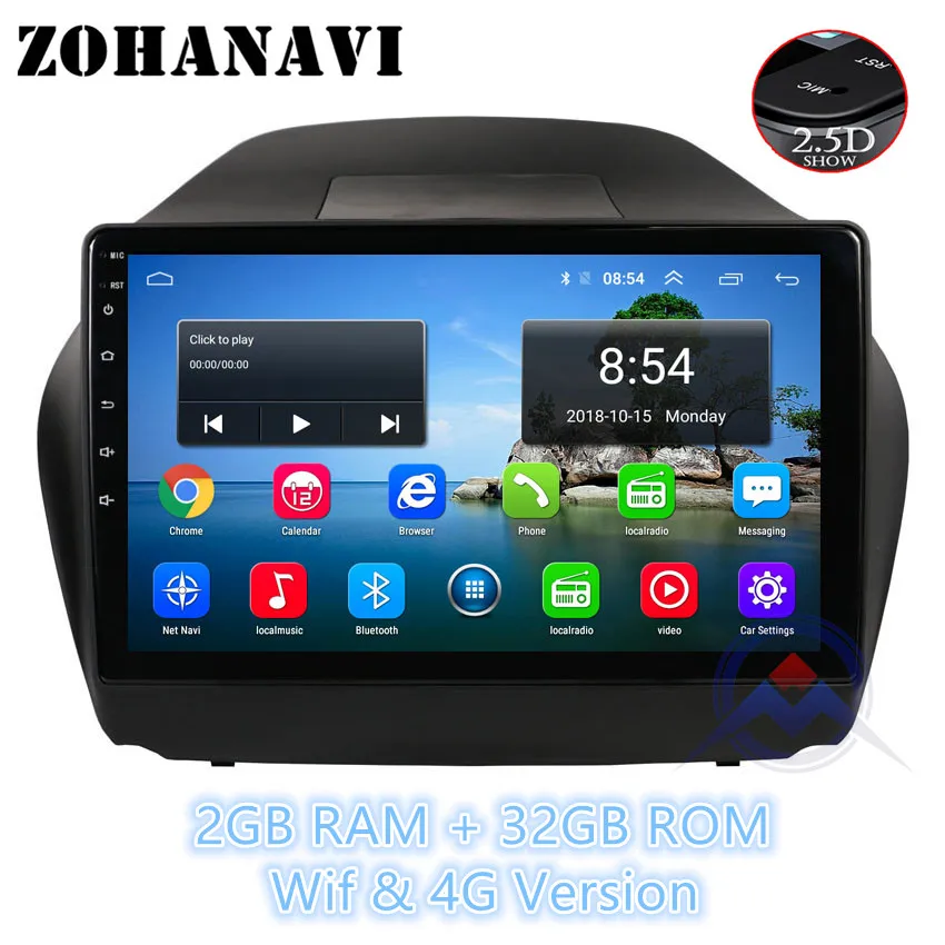 2G 32G ZOHANAVI 10,2 дюймов Android 9,0 автомобильный dvd-плеер для hyundai Tucson IX35 2011- автомобильный Радио Аудио с картами - Цвет: 2G 32G