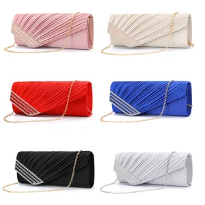 Женский атласный клатч Стразы, вечерний кошелек, Дамский Повседневный клатч на цепочке, сумочка для невесты, свадебная сумка, женская сумка 2022 XA1080