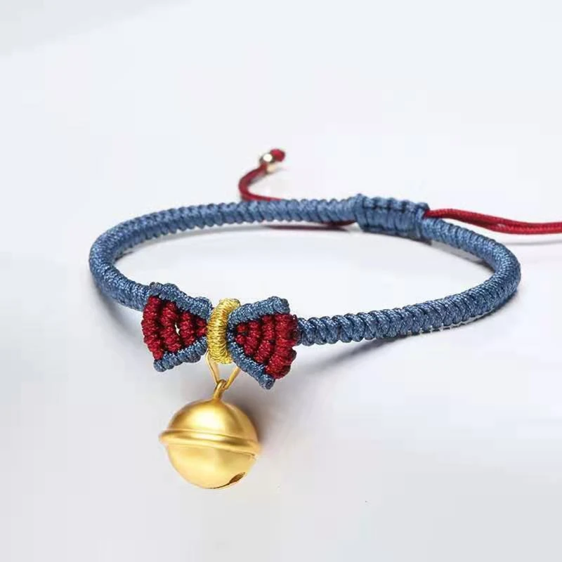 

Handmade Princess Bowtie Bracelets Jingle Bell Woven Braided Friendship Bracelet 83XF