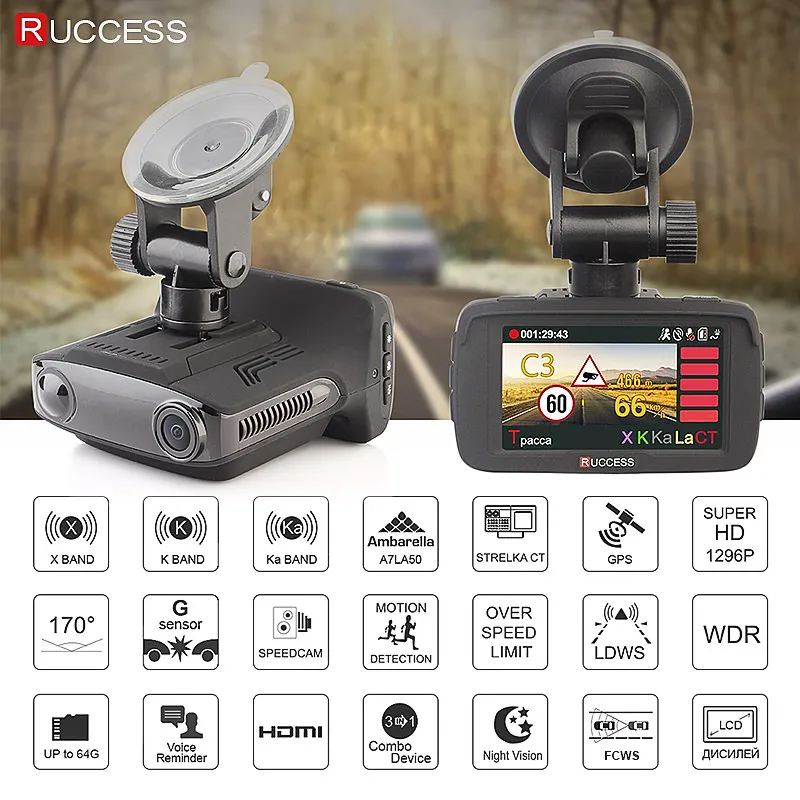 Автомобильный радар детектор RUCCESS 2 7 дюйма GPS 170 градусов Full HD 1080P|Детекторы