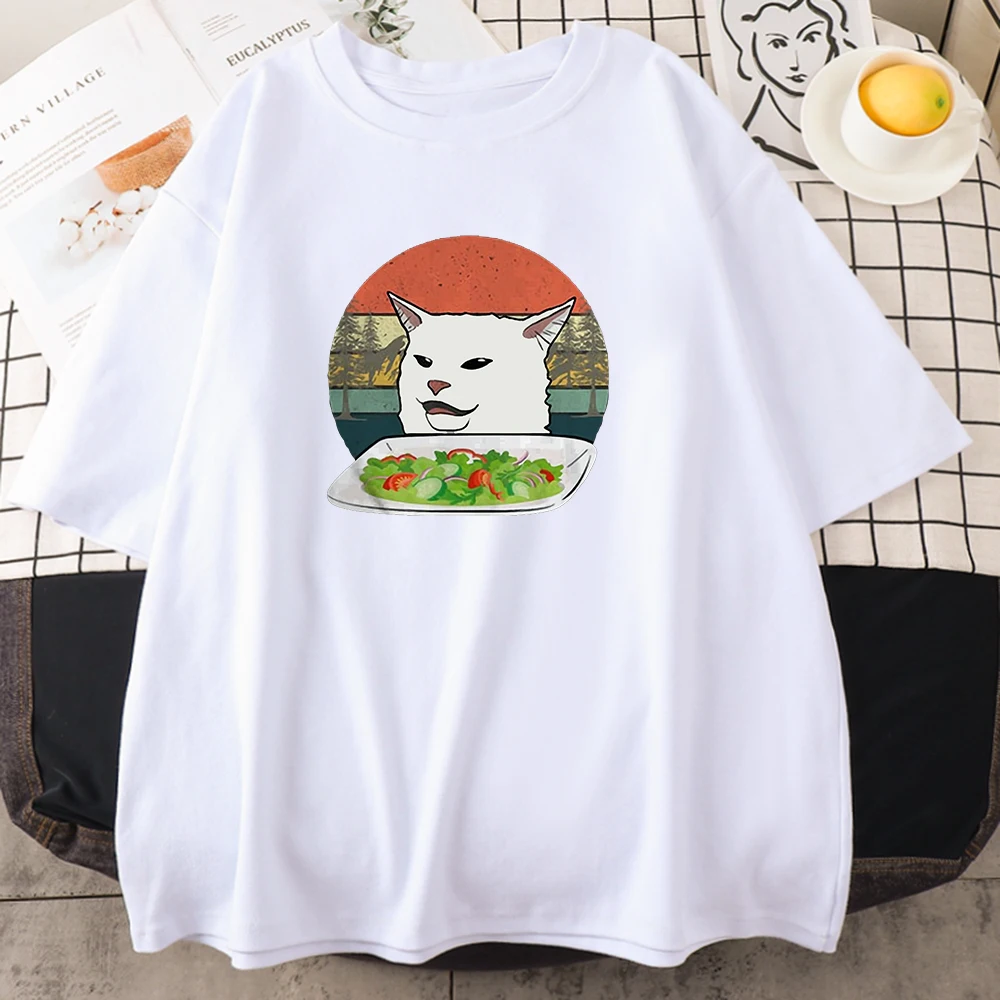 

Picky Eater Белый котенок с принтом футболки женская модная тонкая футболка уличная летняя футболка одежда крутые качественные женские футболк...