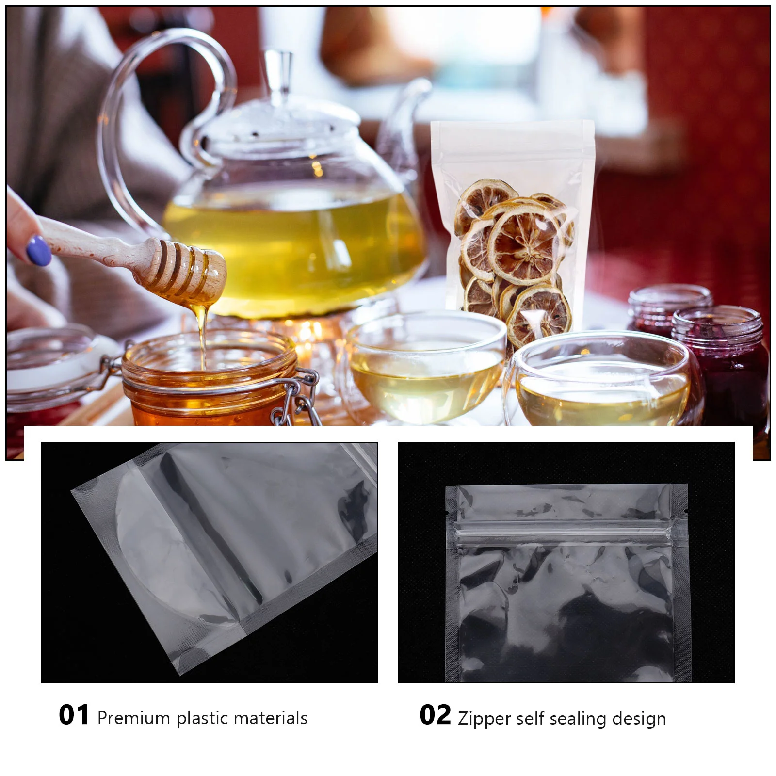100pcs Self-Sealing Food Bags Portable Zipper Sealed Packaging Pouches | Дом и сад