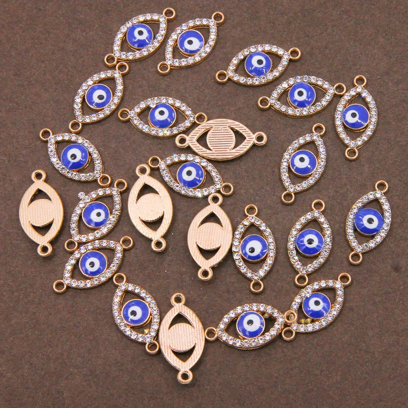 6 штук классических турецких подвесок с каплями масла, эмалью и очком от сглаза для создания украшений на браслетах и серьгах.