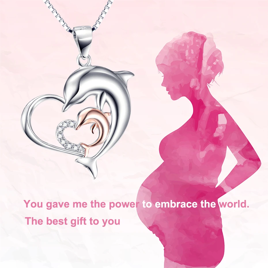 Женское Ожерелье с кулоном в виде сердца и дельфина YFN серебро 925 пробы подарок