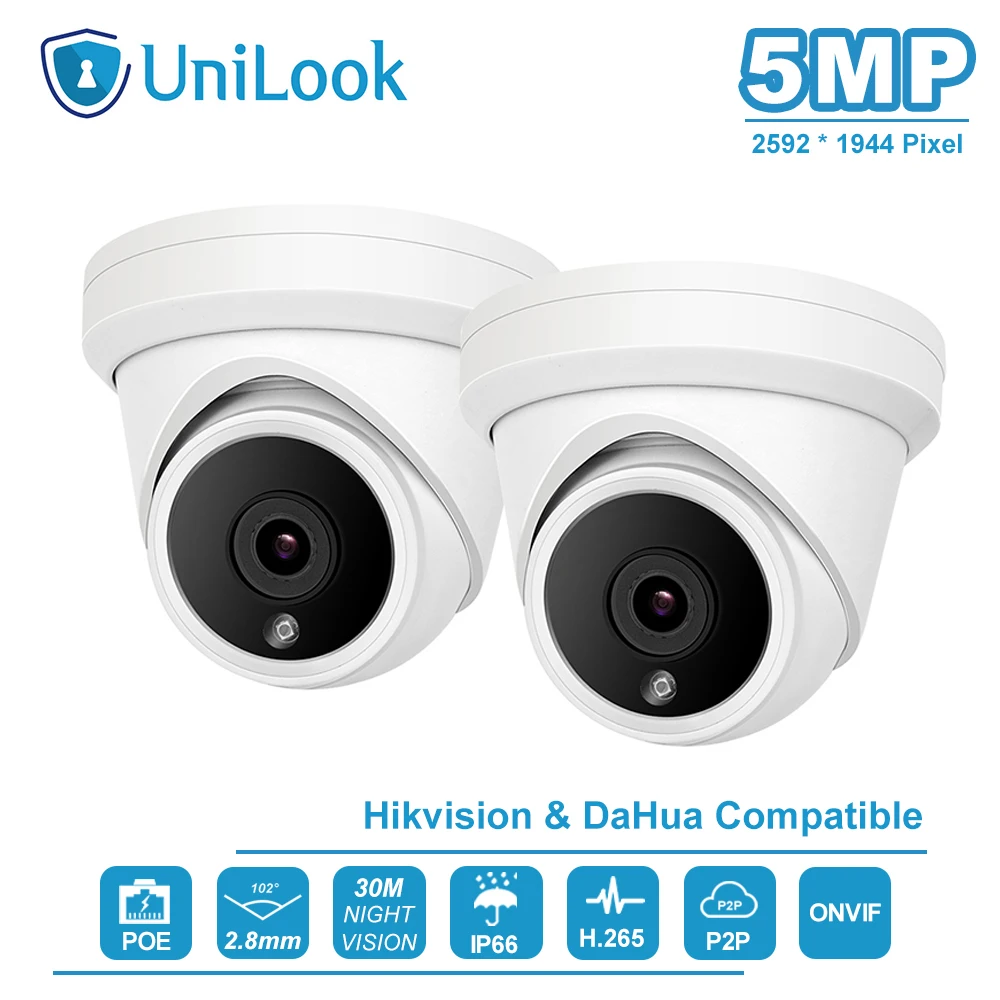 UniLook 8CH NVR 6/8 шт. 5MP купольная IP-камера POE Hikvision OEM наружная система безопасности