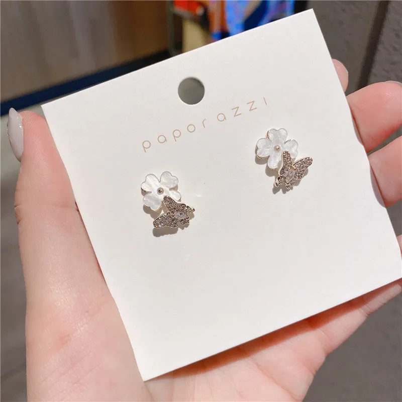 

2021 New Arrive Ins Hot Sale 14K Real Gold S Needle Is Fresh and Sweet Stud Earrings for Women Cubic Zircon ZC Earrings