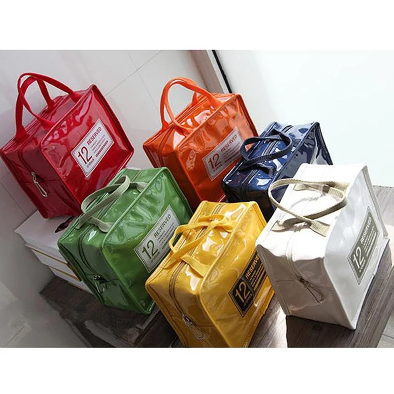 

XZP 1 pc Portable PU Lunch Bags Leather Waterproof Food Picnic Lunch Box Bag Insulated Women Cooler Bags Dropshipping