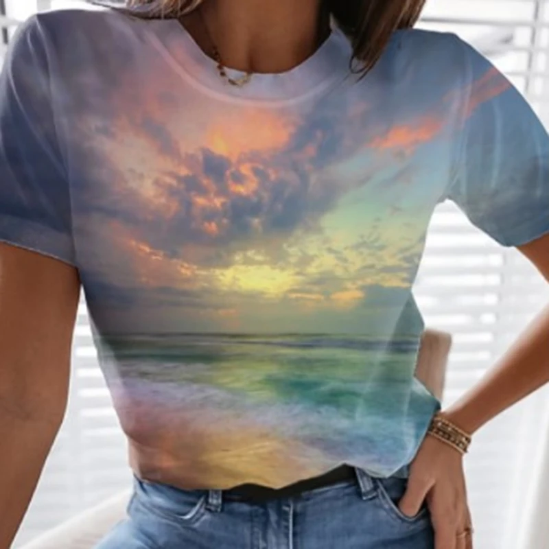 

Short Sleeve T-shirts Women Tie-dye O-neck Chic 2XL Tees Ulzzang Ins Tops Harajuku High Street Teens Womens Casual Korean Style