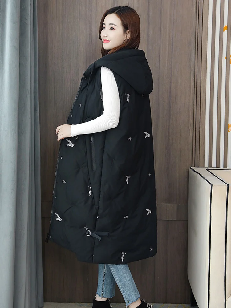 

5XL Plus Size Sleeveless Long Vests for Women Winter 2021 New Oversized Black Jacket Warm Down Coat Female Clothing for Women