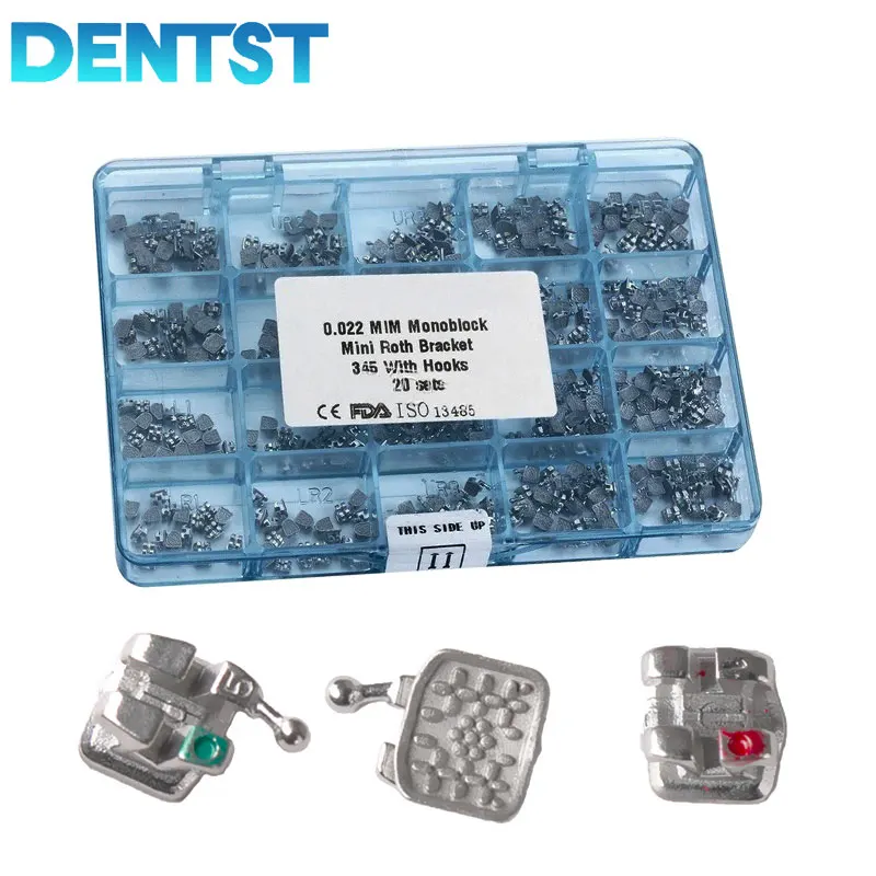 

20Sets /400pcs Dental Orthodontic Bracket Braces Dental Mini Roth Bracket Metal 022/018 Slot with 345-Hook Dentistry Materials