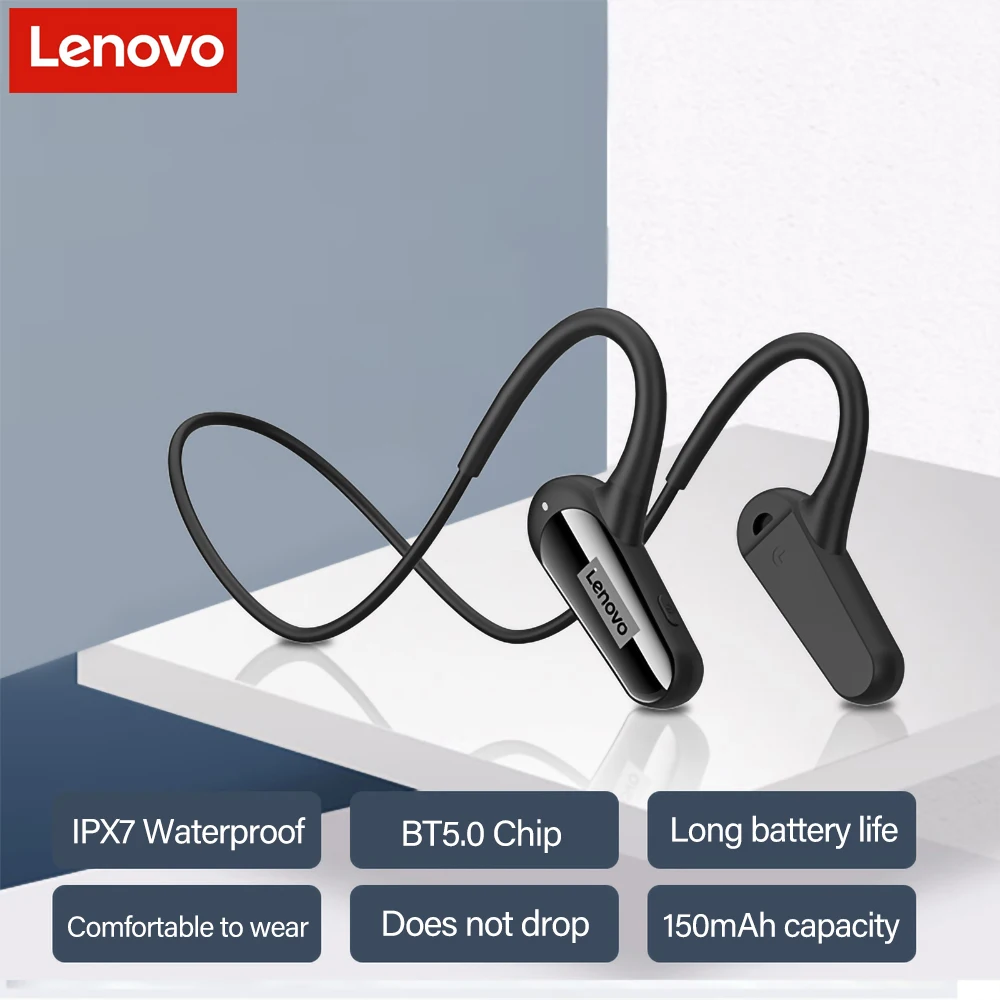 

Новая гарнитура Lenovo XE06 с воздушной проводимостью, TWS, беспроводные Bluetooth наушники с ушным крючком, спортивные наушники с микрофоном для вело...