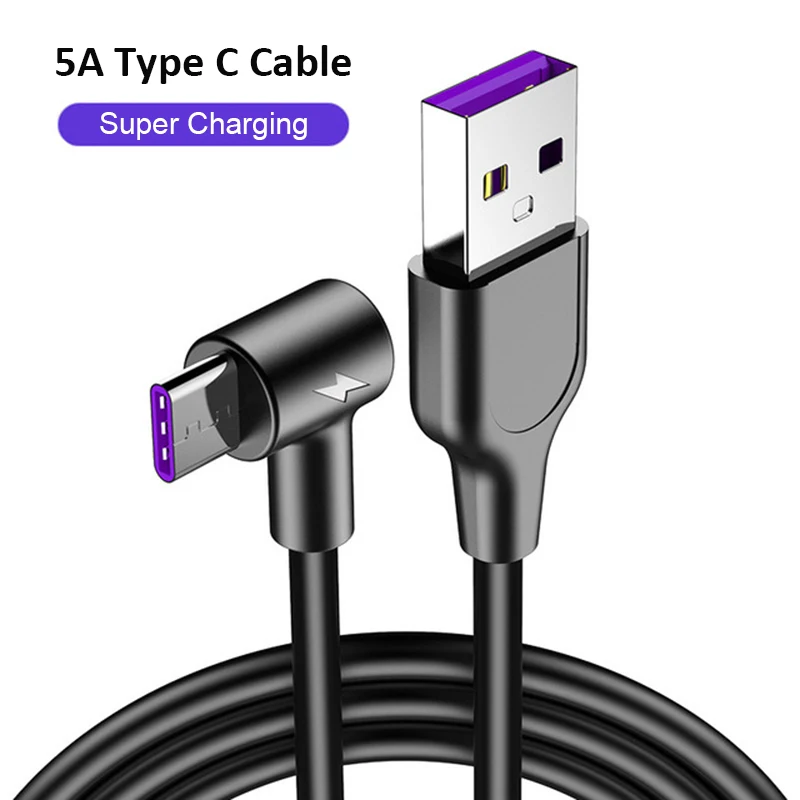 5A Локоть Тип C USB кабель для huawei P30 P20 Pro Быстрая зарядка usbc samsung S10 S9 Plus type зарядное