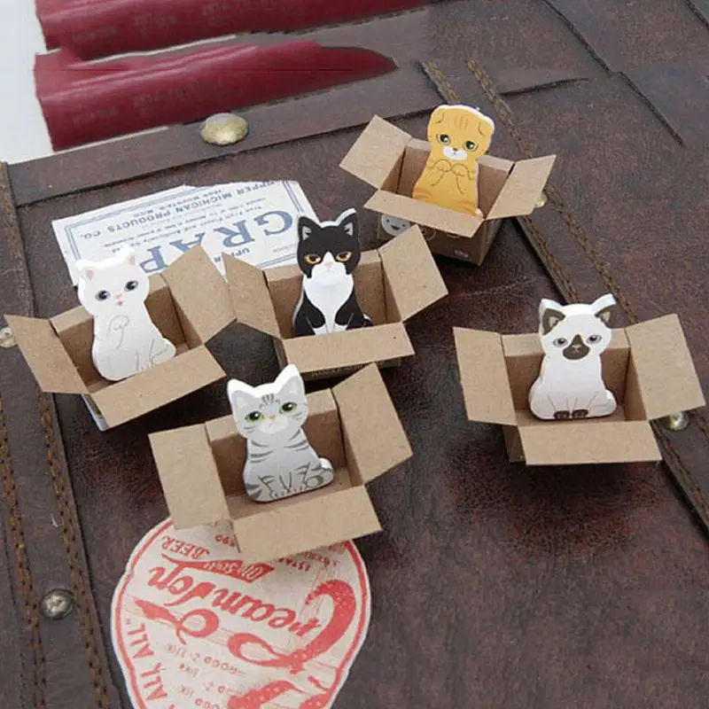 Миниатюрный милый 3D блокнот для заметок с милым мультяшным котом клейкие заметки