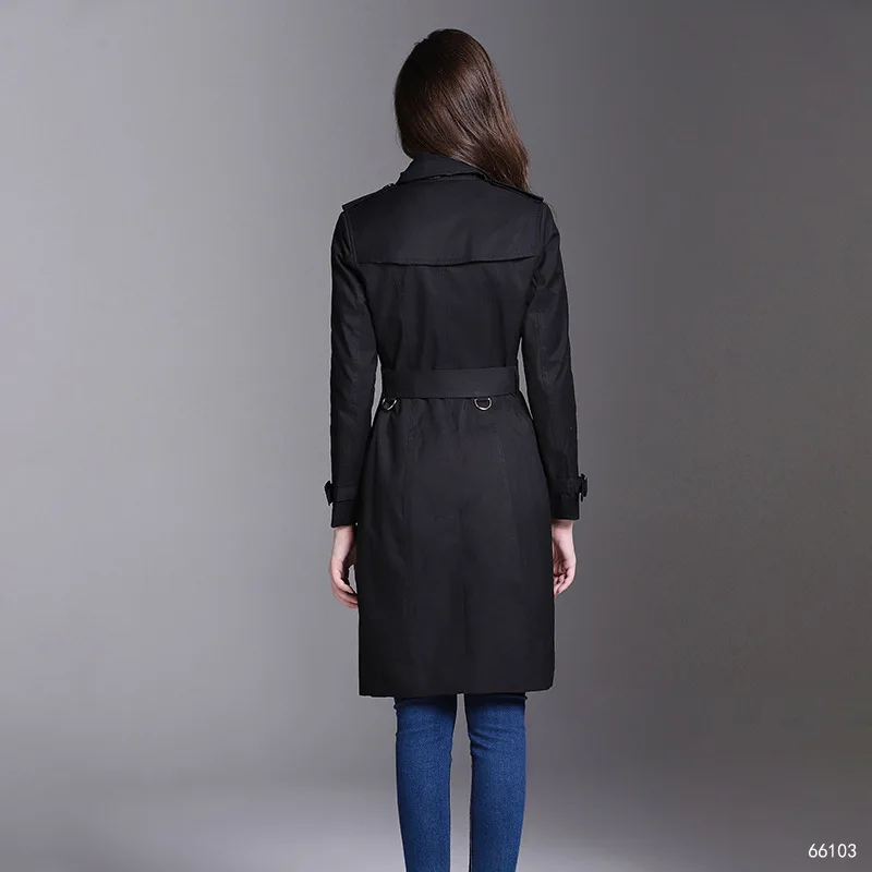 2019 женский весенний осенний однотонный длинный двубортный тонкий зимний плащ с