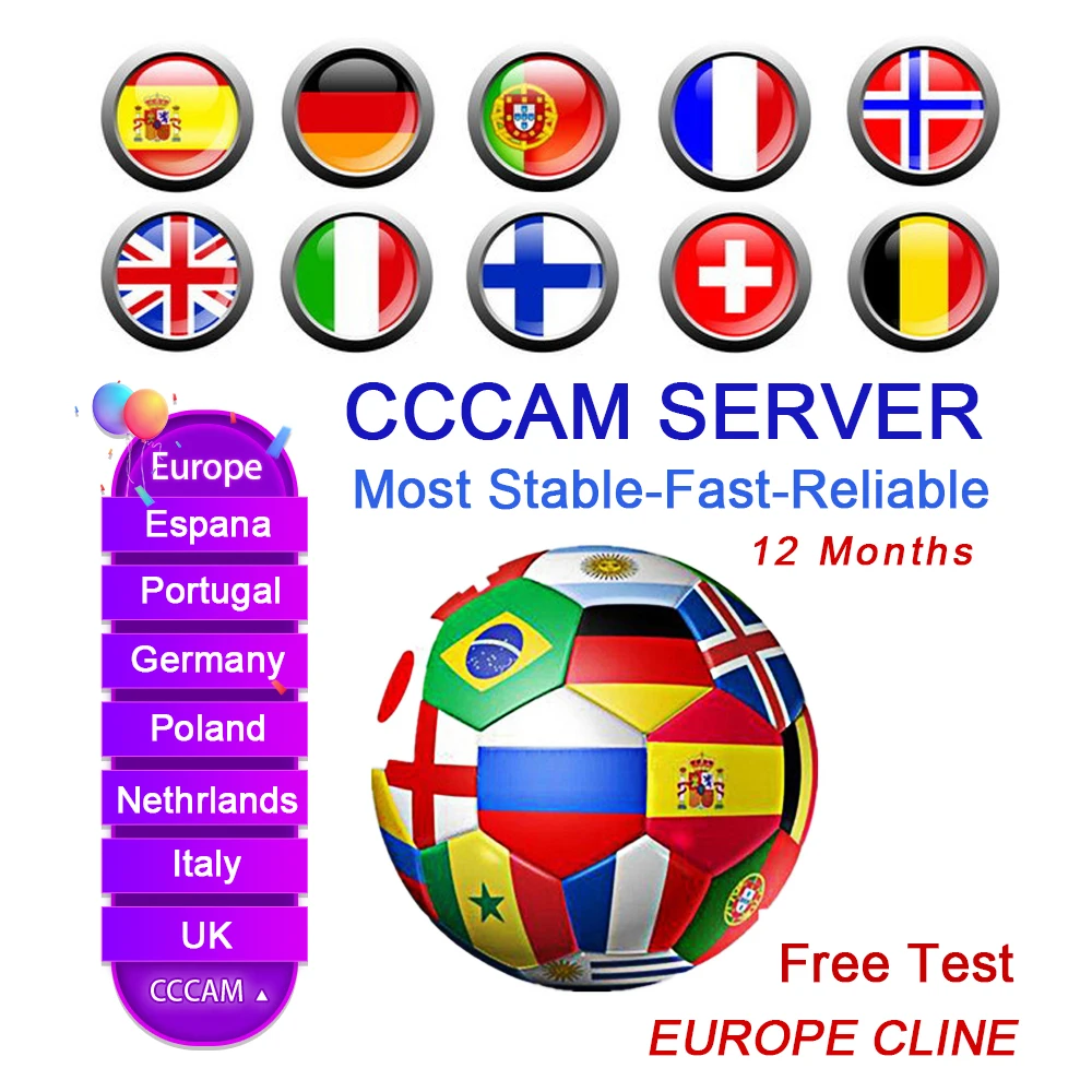 

Cccam cline for Europe Spain Germany Portugal Poland Stable Receptois com patible with speaker satellite TV DVB-S2