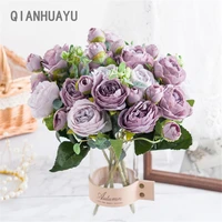 1 bouquet 9 heads artificial peony tea rose autumn silk fake flowers for valentines day gifts diy home wedding party decoration