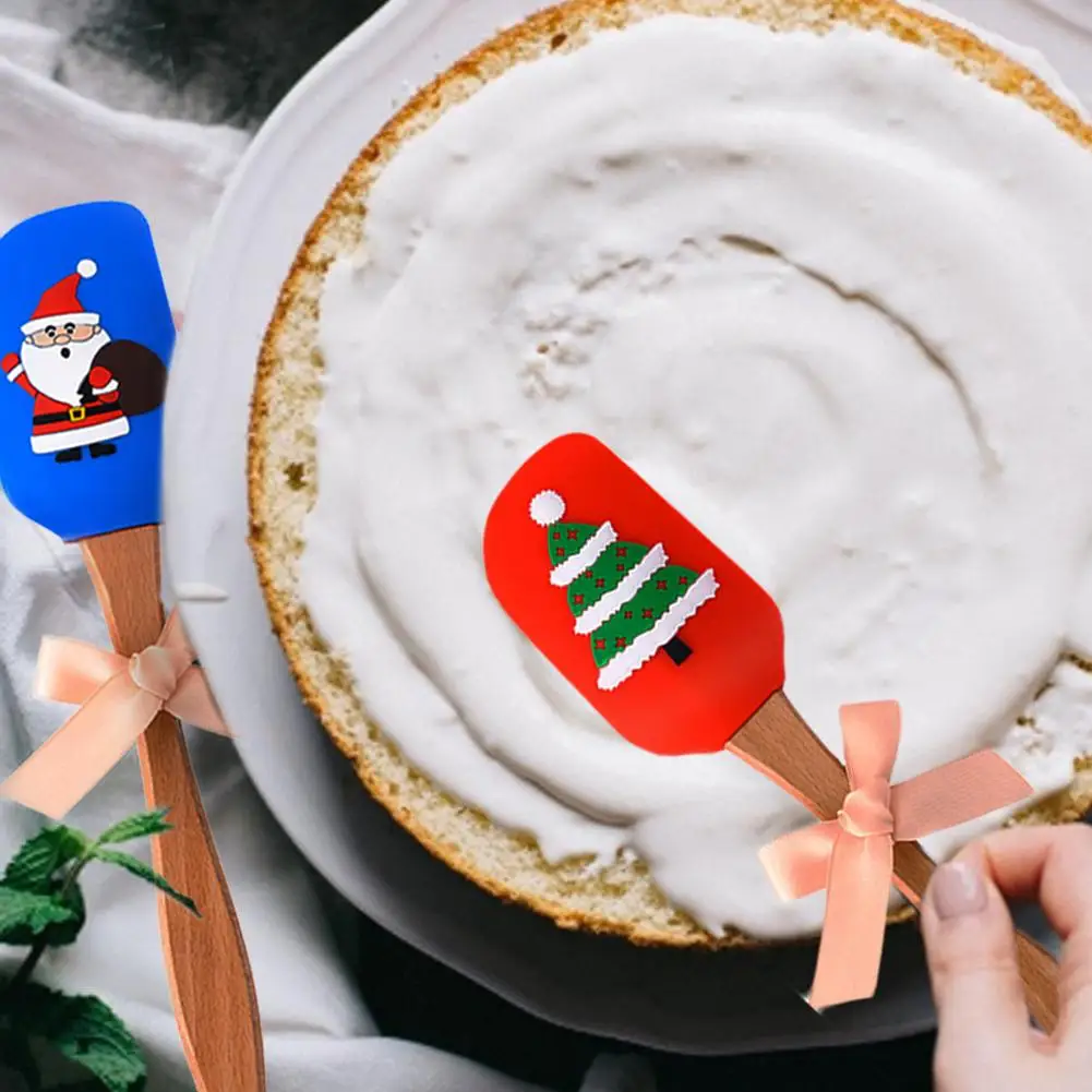 Силиконовый шпатель для масла скребок смешивания крема с деревянной ручкой