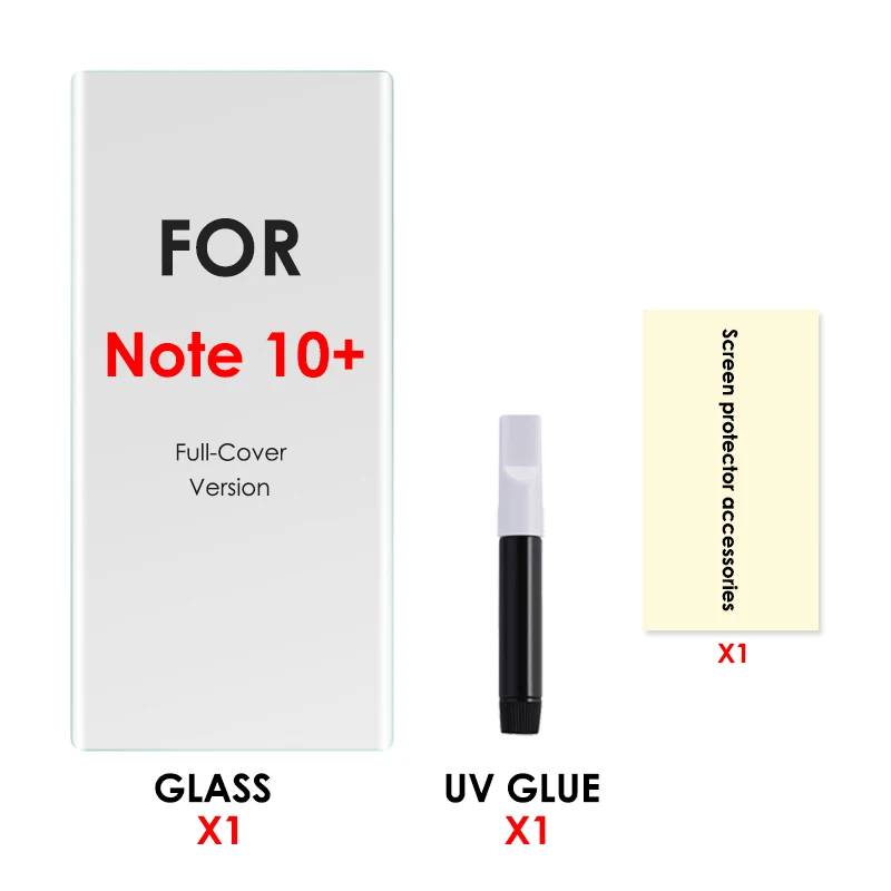 for Note 10 Plus Akcoo S10 Plus закаленное стекло Полный Клей протектор экрана для samsung Galaxy S8 9 Plus Note 8 9 10 UV стекло протектор экрана - Цвет: for Note 10 Plus