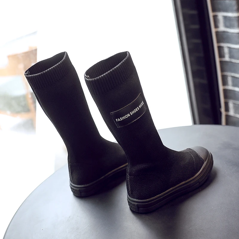 Girls Sock Boots Fashion Mid Top Knitting Autumn Kids Toddler Girl High Shoes |