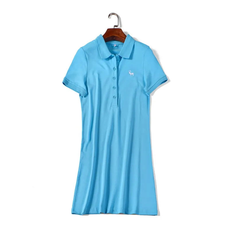 Хорошее качество 100% хлопок платье поло для женщин короткий рукав лето 2020