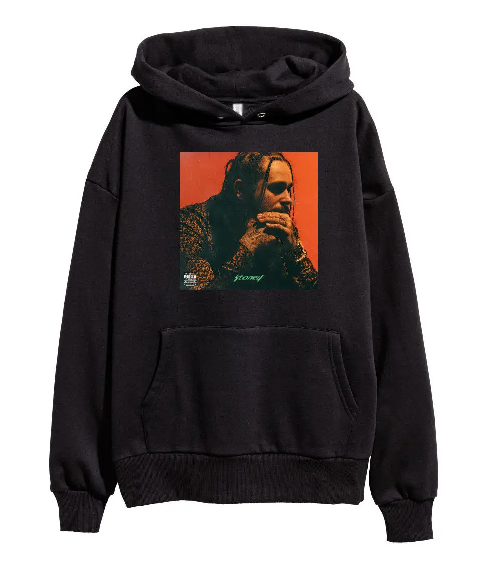 Post Malone Stoney альбом обложка толстовка хип хоп рэп с капюшоном мерч черный|Мужские