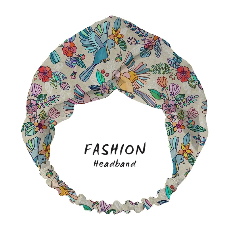 

2020 Women Hair Accessories Whimsical Summer Flight print Fashion Headband Fabric Cross Knotted Hair Band Headdress Scrunchies