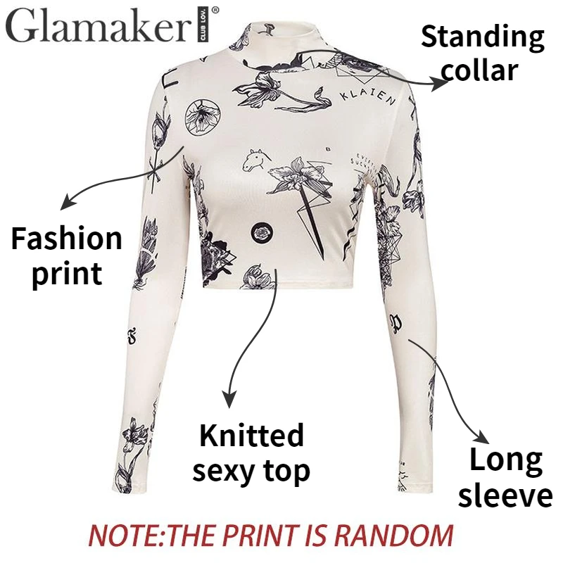 Женская блузка со стоячим воротником Glamaker модная уличная укороченная с длинным