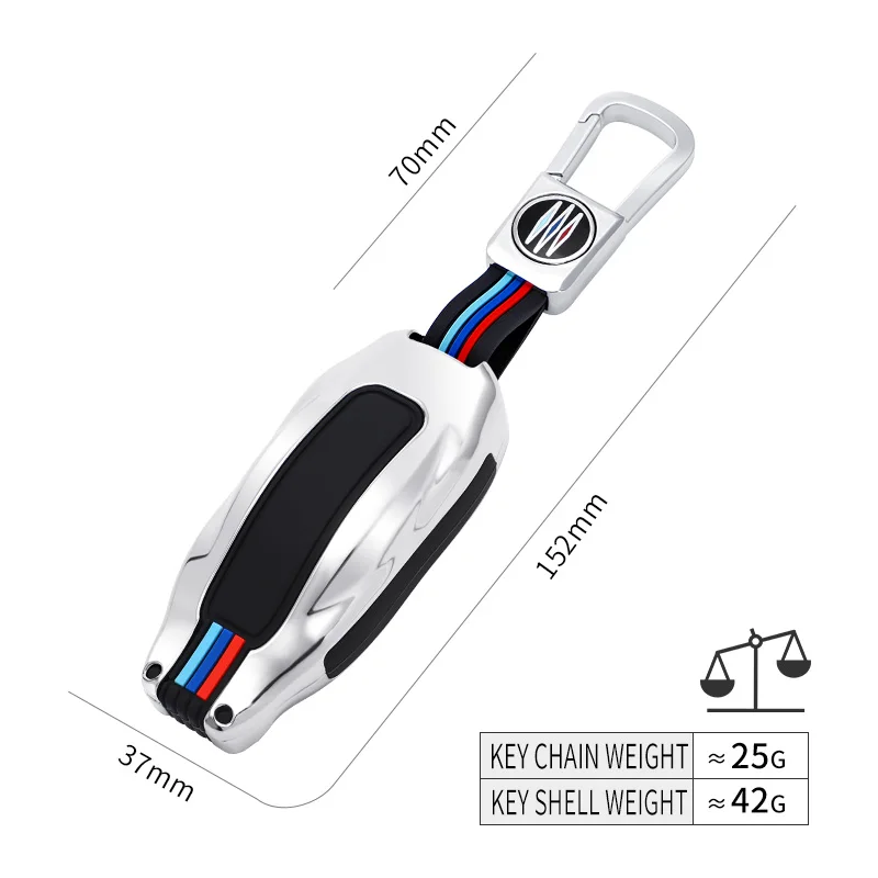 

Car Key Case Cover with Belt Aluminum Alloy Key Shell Storage Bag Protector for Tesla Model S Model 3 Model X Accessories