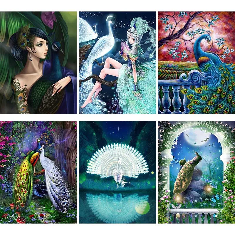 

Камни в форме ромба 5d Diy Daimond живопись Павлин Животные Алмазная вышивка, девушка Пейзаж Завод Стразы ручной домашний декор искусство подарок...