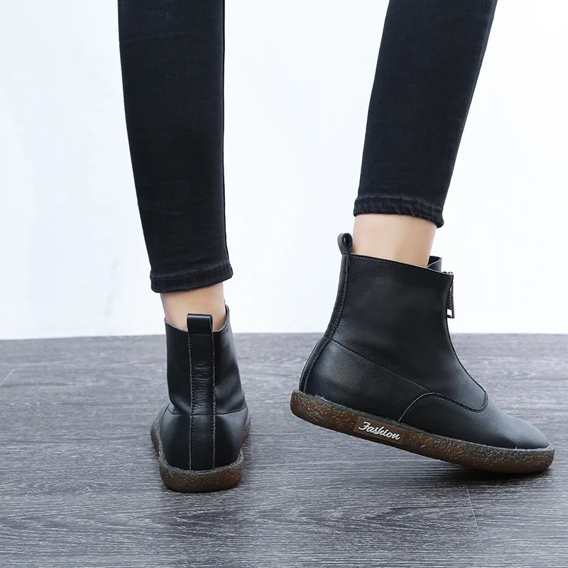 Осенне-зимние новые винтажные ботинки на застежке-молнии бабушкины туфли для