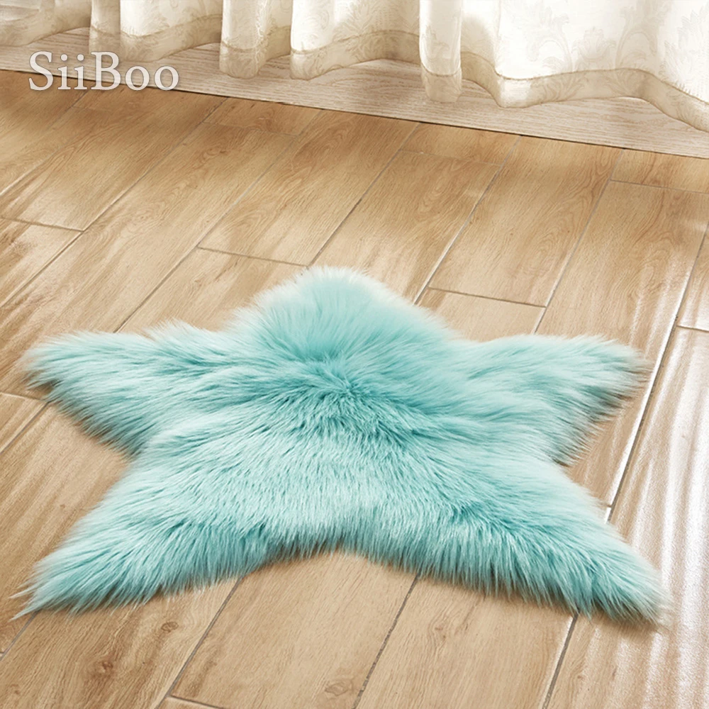 Разноцветная однотонная 5 см длинные меховые коврики в форме звезды для стула