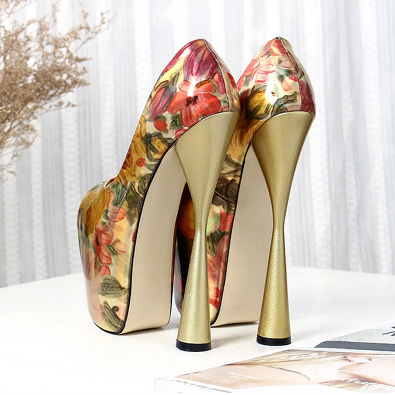 Женские босоножки на платформе 19 см летние сандалии с цветами высоком каблуке