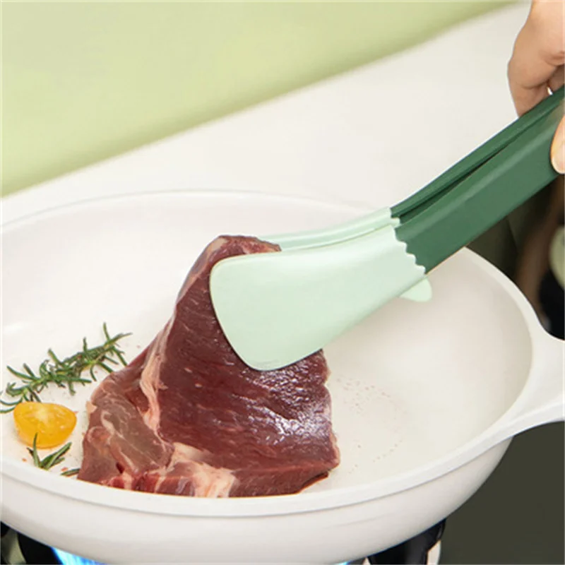 

1PCS Food Tong Foodgrade Silicone Heat Resistant Multifunctional Non-stick BBQ Salad Steak Clip Kitchen Accessories