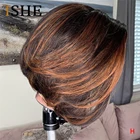 Короткие парики боб из натуральных волос для женщин, 13x6, с эффектом деграде, 30 ярких волос, парики из натуральных волос, предварительно выщипанные для чернокожих женщин, волосы Реми 150%