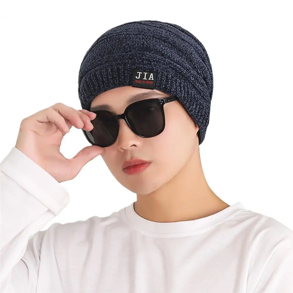 

Knitted Winter Hat Men Non-shedding Keep Warmth Vibrant Color Classic Stretchy Warm Cap for Male шапка зимняя мужская