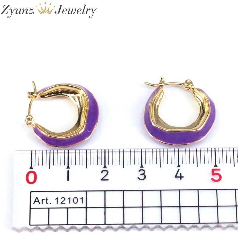 

5 Pairs, Colorful women jewelry round shaped rainbow Neon enamel circle hoop earring