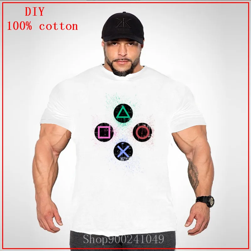 2020 Ps PlayStation Men's T Shirt Big & Tall Cotton Tops Vintage Plus Size Large Crewneck Tees T-Shirt 5XL 6XL | Мужская одежда